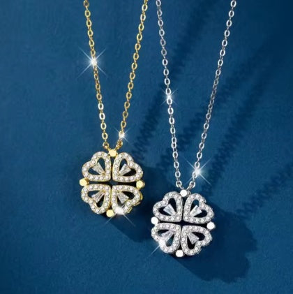 Flower Four Leaf Clover Necklace for Luck and Love