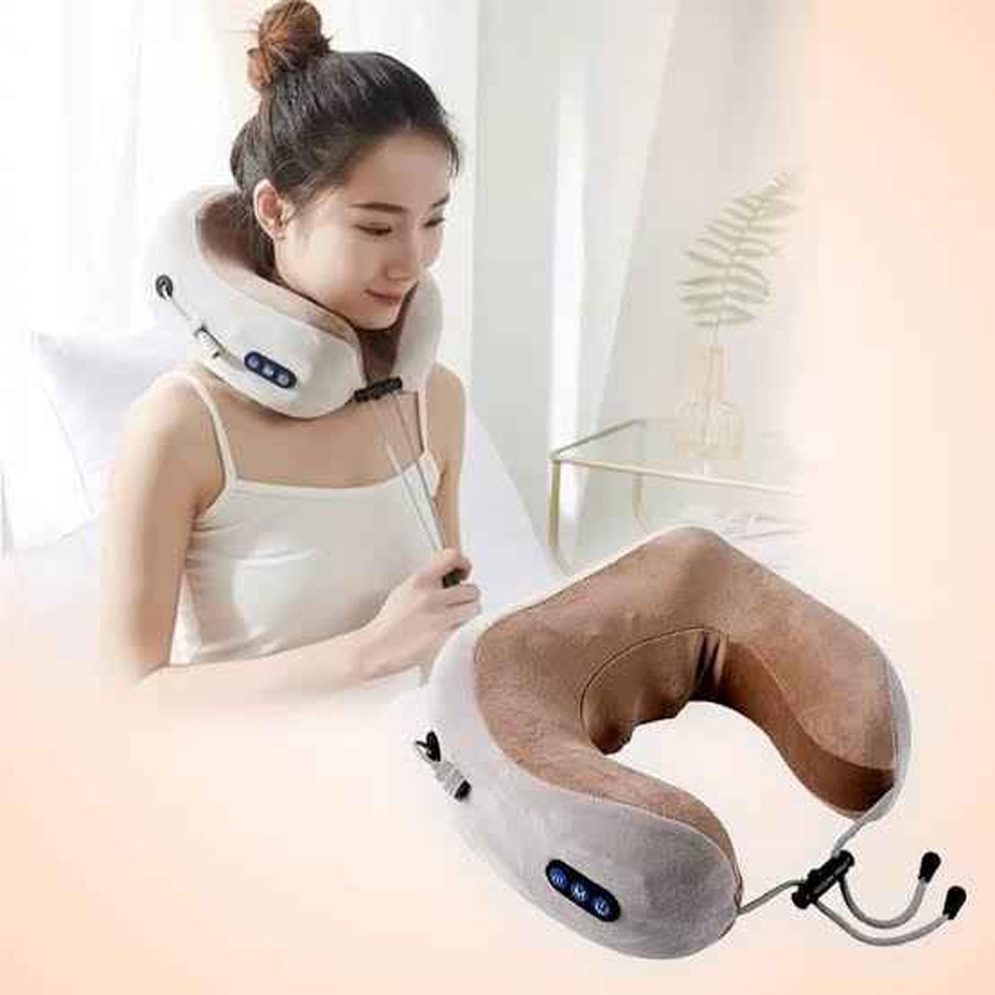 Portable Rechargeable U-Shaped Massage Pillow Car Cervical Massage Pillow, Neck Pillow Home, Travel, Office