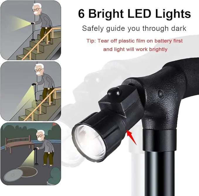 Foldable Walking Cane with LED Light