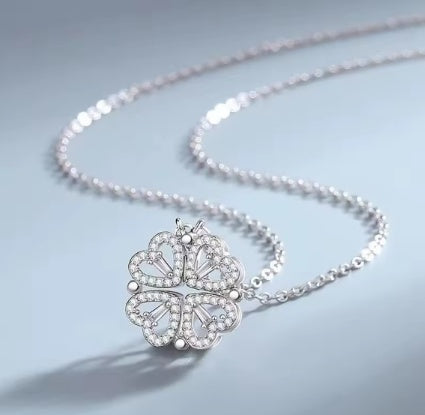 Flower Four Leaf Clover Necklace for Luck and Love