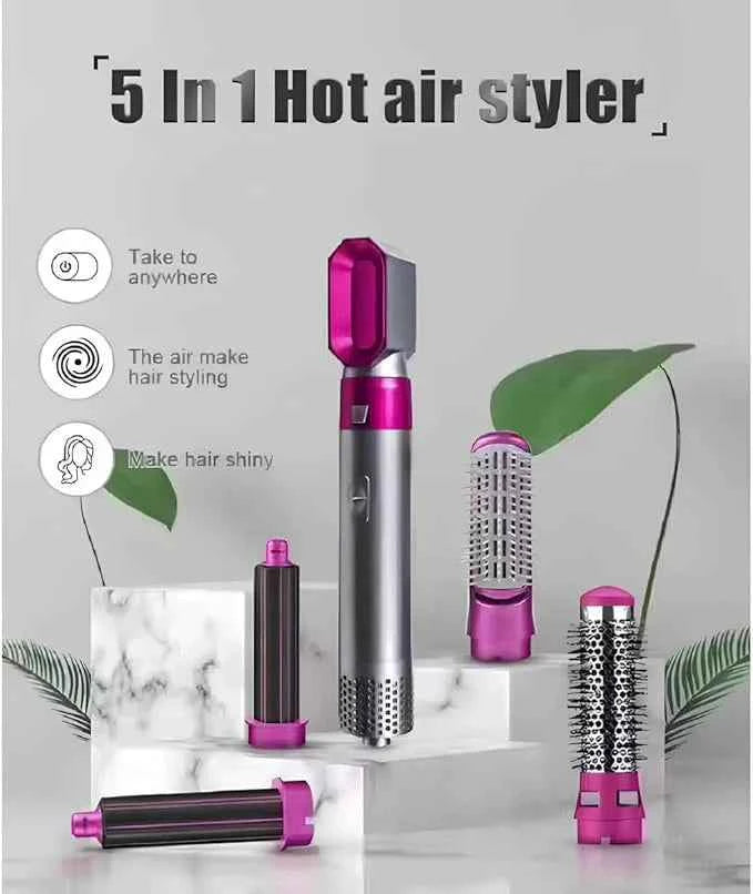 The Best 5-in-1 Hair Dryer & Styler Brush Set - Professional Hair Curler, Straightener, Comb & Detangler | Fast Drying, Styling, Curling, Straightening & Volumizing