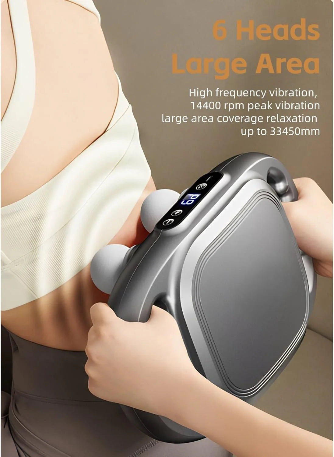 6 Head Massage Gun Deep Tissue, Percussion Massager Gun with 9 Levels & 9 Modes, Electric Massager Tool for Back, Neck, Leg, Full Body Muscle Pain Relief - Nova Mart
