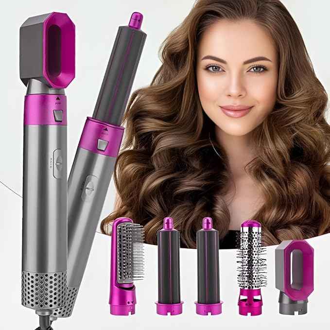 The Best 5-in-1 Hair Dryer & Styler Brush Set - Professional Hair Curler, Straightener, Comb & Detangler | Fast Drying, Styling, Curling, Straightening & Volumizing