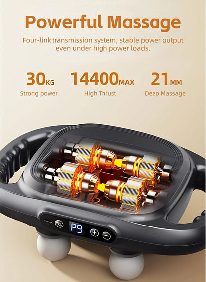 6 Head Massage Gun Deep Tissue, Percussion Massager Gun with 9 Levels & 9 Modes, Electric Massager Tool for Back, Neck, Leg, Full Body Muscle Pain Relief - Nova Mart