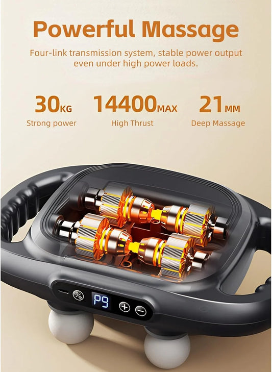 6 Head Massage Gun Deep Tissue, Percussion Massager Gun with 9 Levels & 9 Modes, Electric Massager Tool for Back, Neck, Leg, Full Body Muscle Pain Relief - Nova Mart