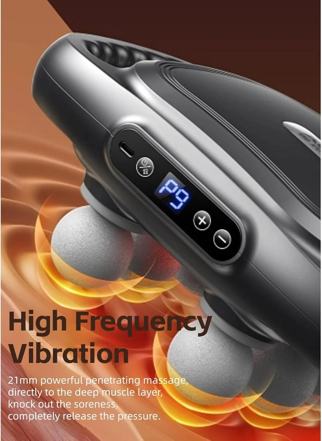 6 Head Massage Gun Deep Tissue, Percussion Massager Gun with 9 Levels & 9 Modes, Electric Massager Tool for Back, Neck, Leg, Full Body Muscle Pain Relief - Nova Mart