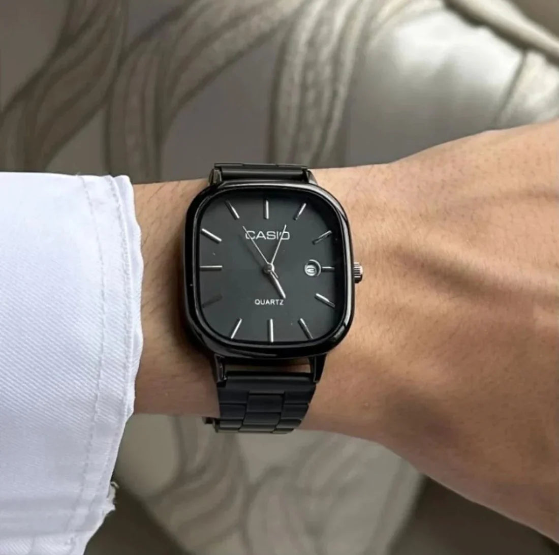 Casio Watch Silver + Blue – كاسيو ووتش فضي + أزرق - Nova Mart