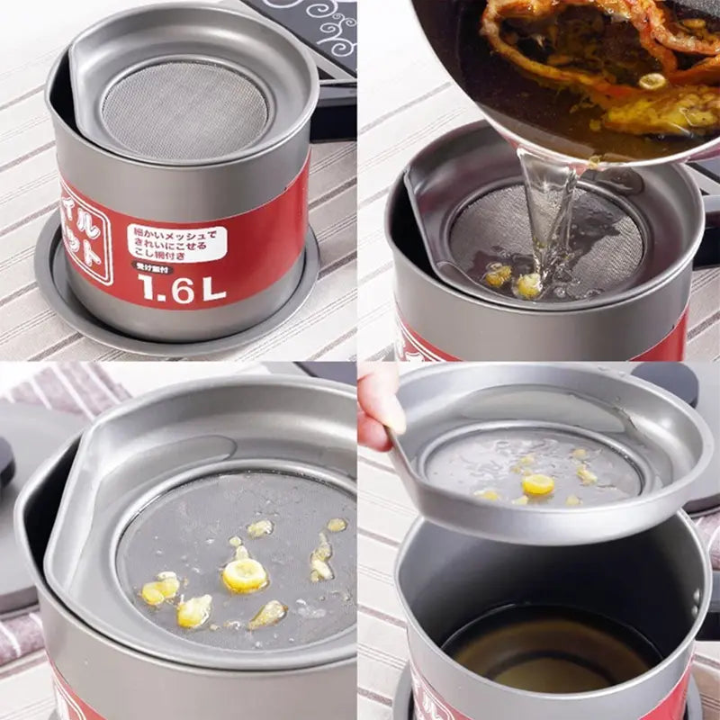 Stainless Steel Oil Filter Pot - Essential for UAE Cooking | Dubai Kitchen Tool