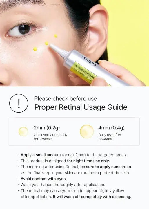 Cetaphil Retinol serum being applied to a person's skin with usage guide text overlay.