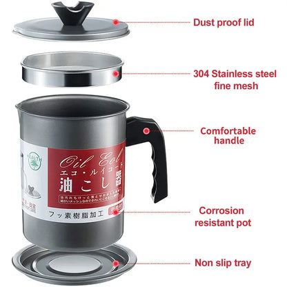 Stainless Steel Oil Filter Pot - Essential for UAE Cooking | Dubai Kitchen Tool