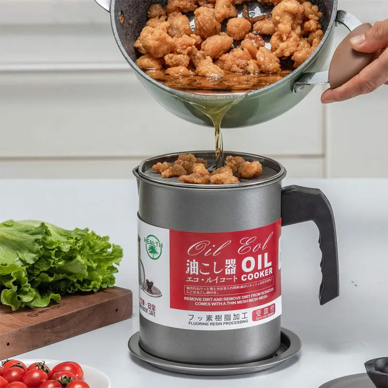 Stainless Steel Oil Filter Pot - Essential for UAE Cooking | Dubai Kitchen Tool