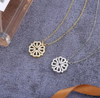 Flower Four Leaf Clover Necklace for Luck and Love