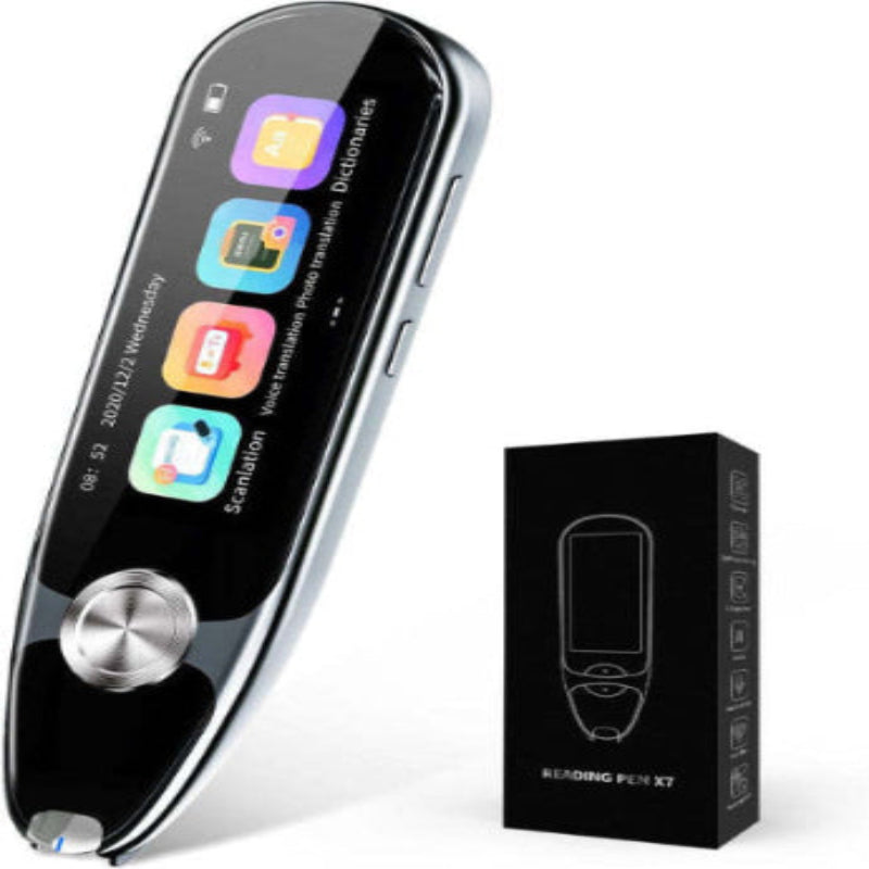 Black electronic device with colorful app icons on a white background