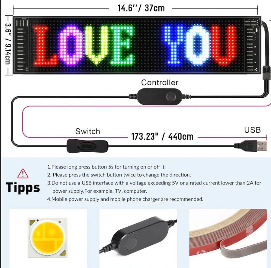 LED Matrix Car Display Panel UAE - شاشة LED دبي