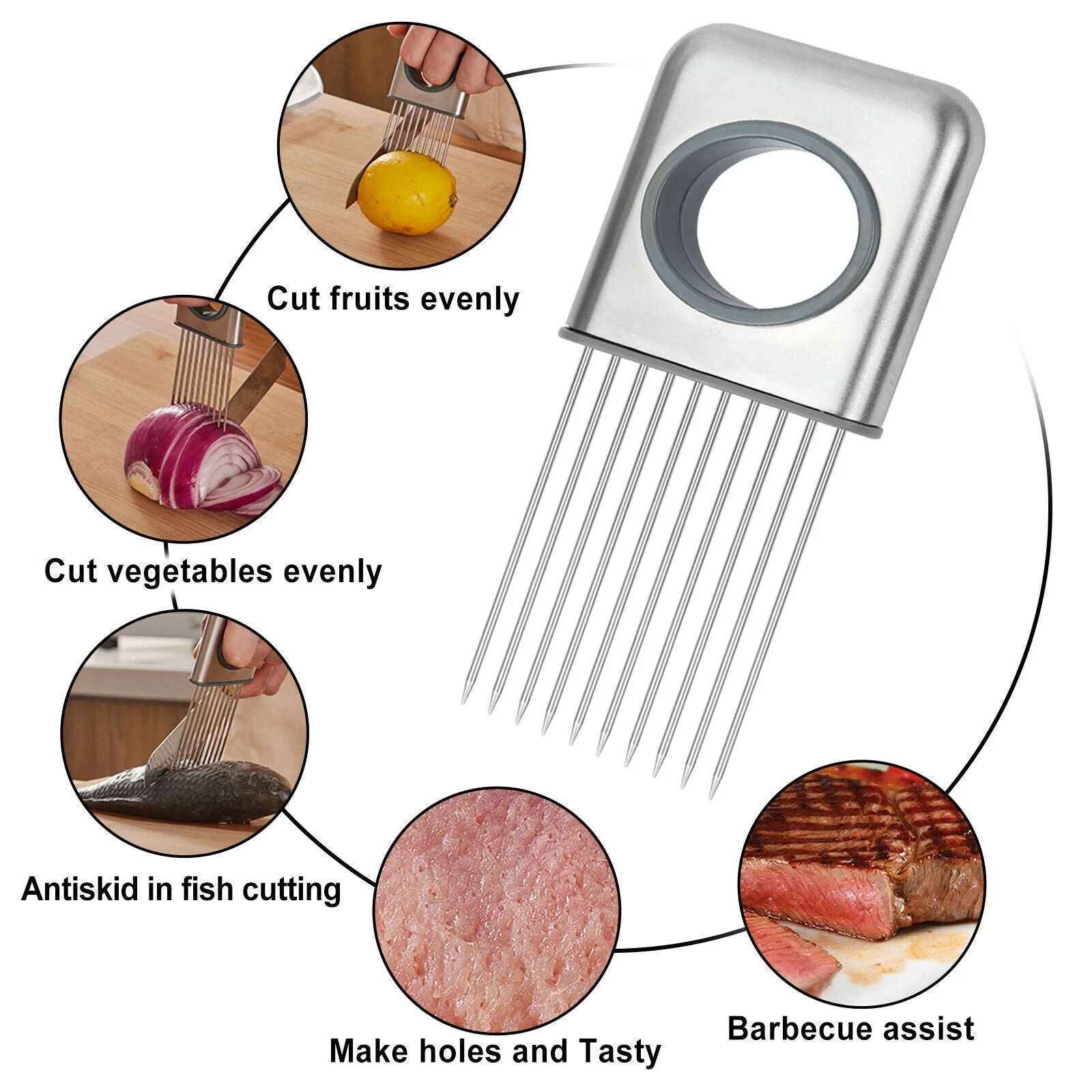 Onion Holder Slicer Vegetable tools Tomato Cutter Stainless