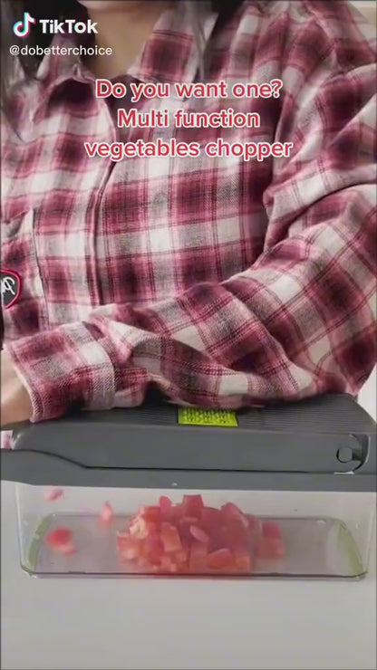 Multifunctional Vegetable Chopper Slicer with 6 Blades & Container - Kitchen Food Cutter